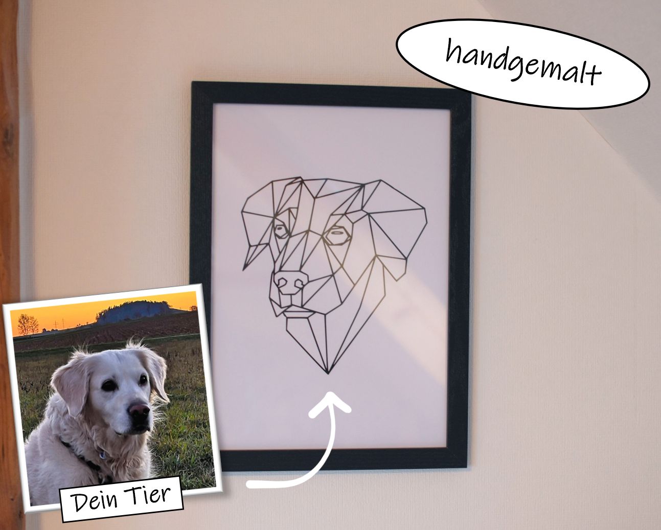 Geometrische Tierzeichnung personalisiert - Wandbild
